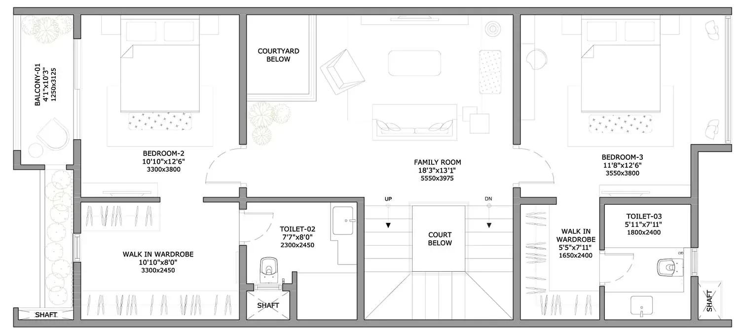Assetz Soul & Soil row houses 3 BHK 2182 sq ft first floor plan