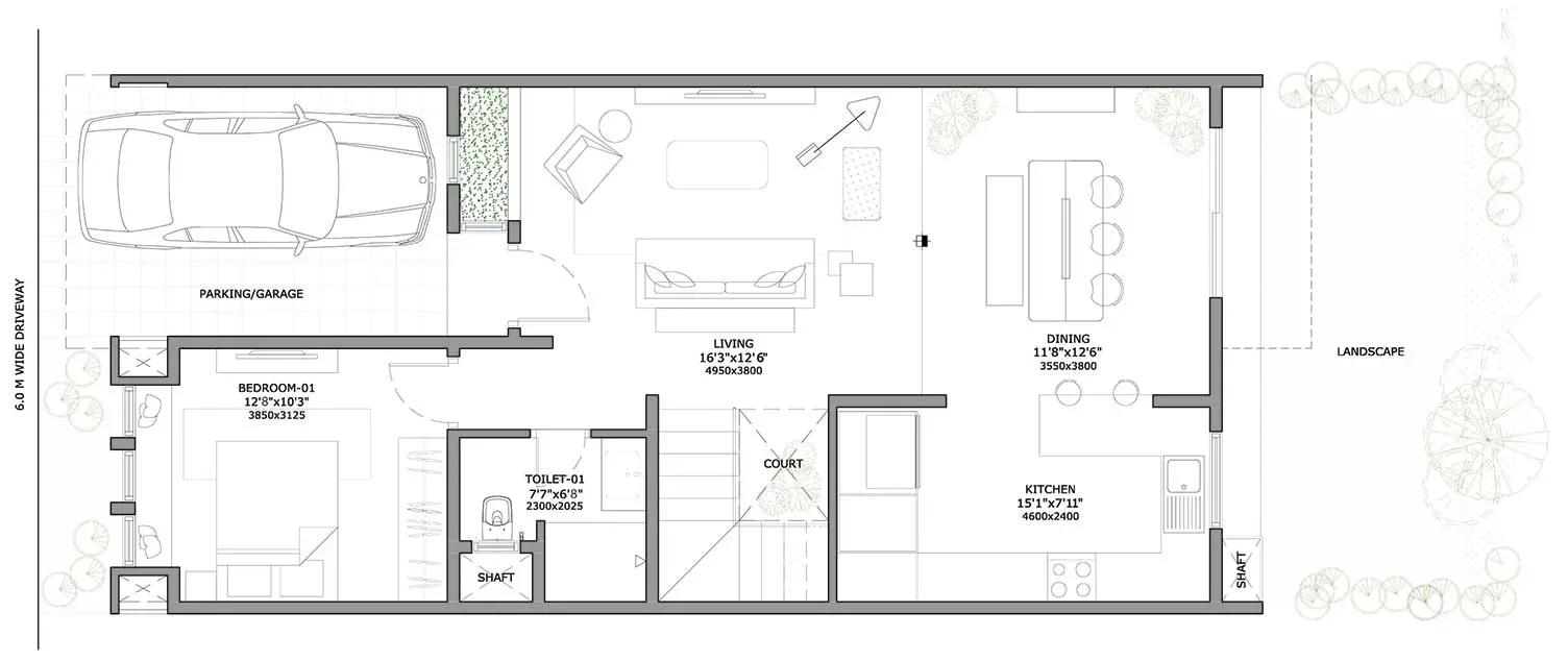 Assetz Soul & Soil row houses 4 BHK 2460 sq ft ground floor plan