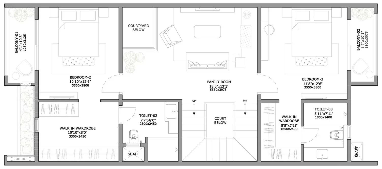 Assetz Soul & Soil row houses 4 BHK 2460 sq ft first floor plan