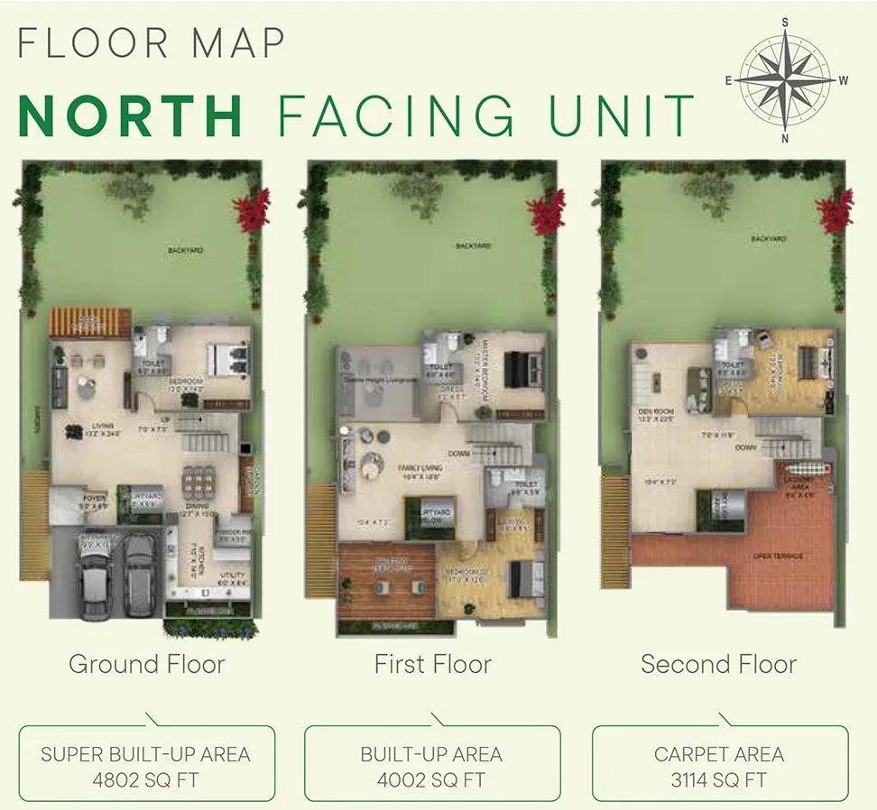 Between The Greens Villas villas 4 BHK North floor plan