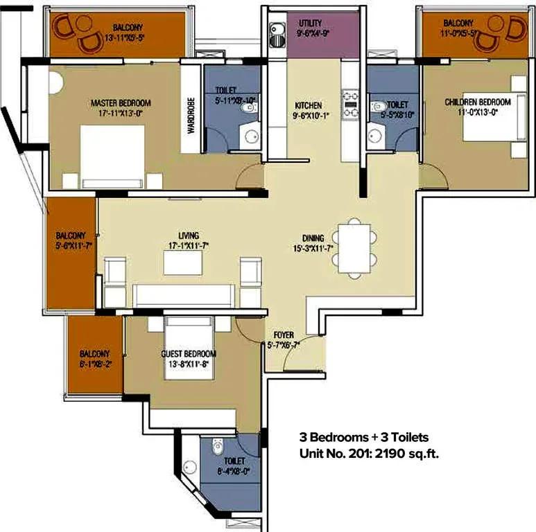 Brigade Gardenia apartments floor plan
