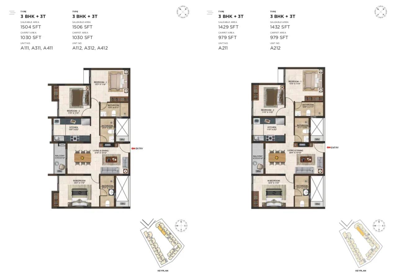 Casagrand Lorenza apartments 3 BHK floor plan