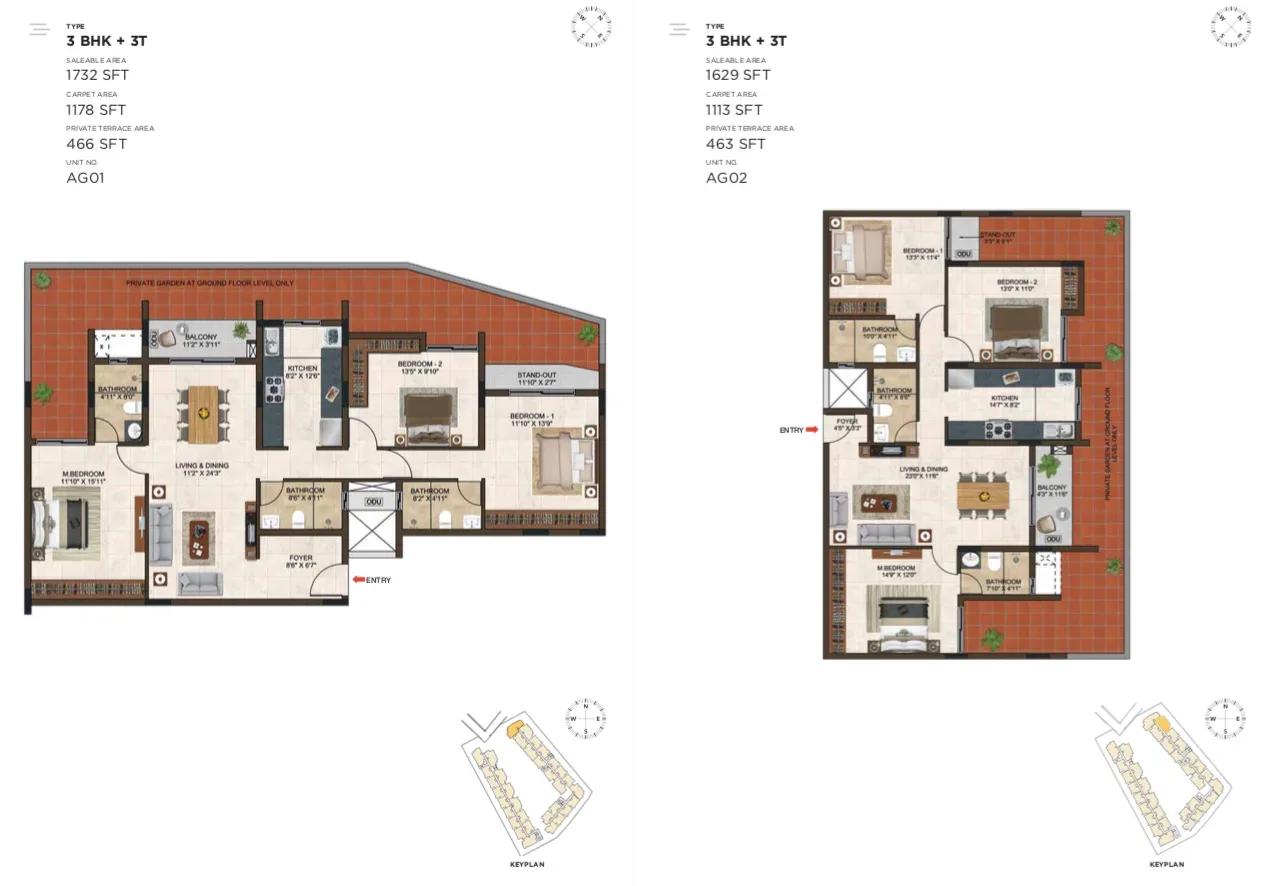 Casagrand Lorenza apartments 3 BHK floor plan