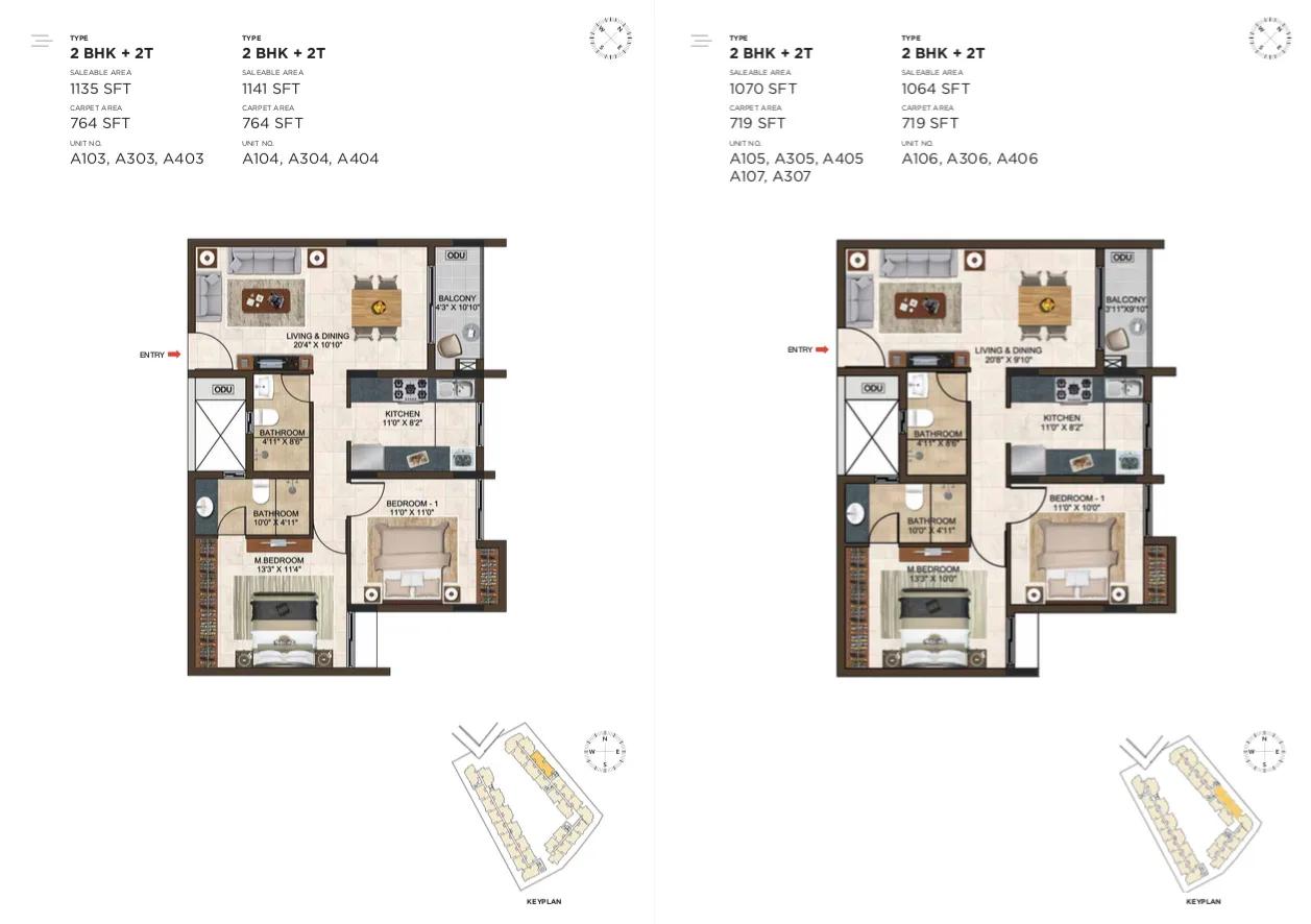 Casagrand Lorenza apartments 2 BHK floor plan