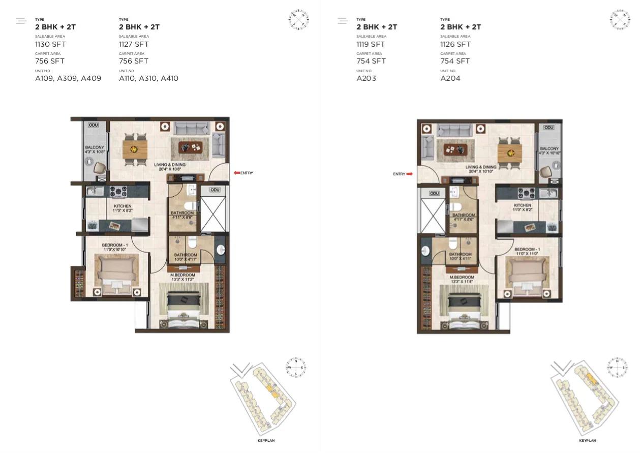 Casagrand Lorenza apartments 2 BHK floor plan
