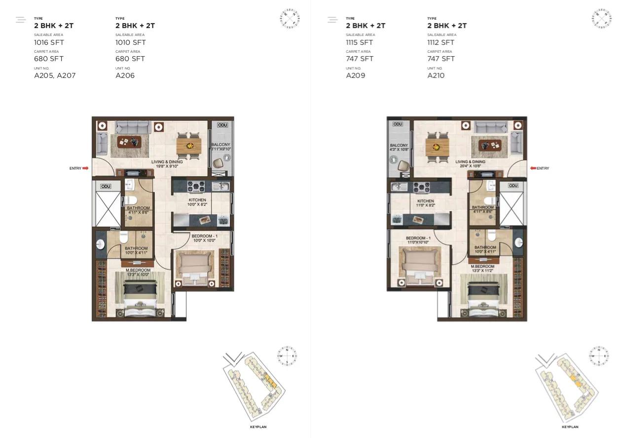 Casagrand Lorenza apartments 2 BHK floor plan