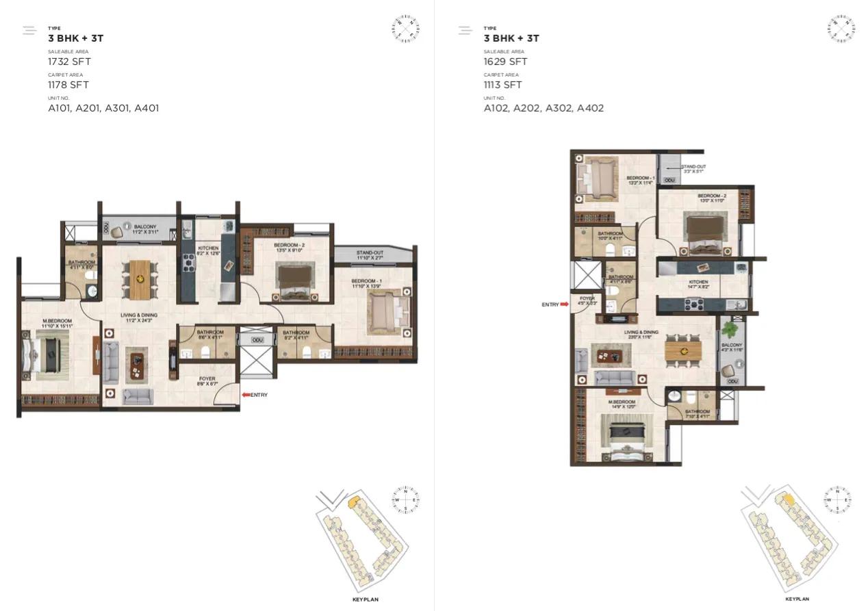 Casagrand Lorenza apartments 3 BHK floor plan