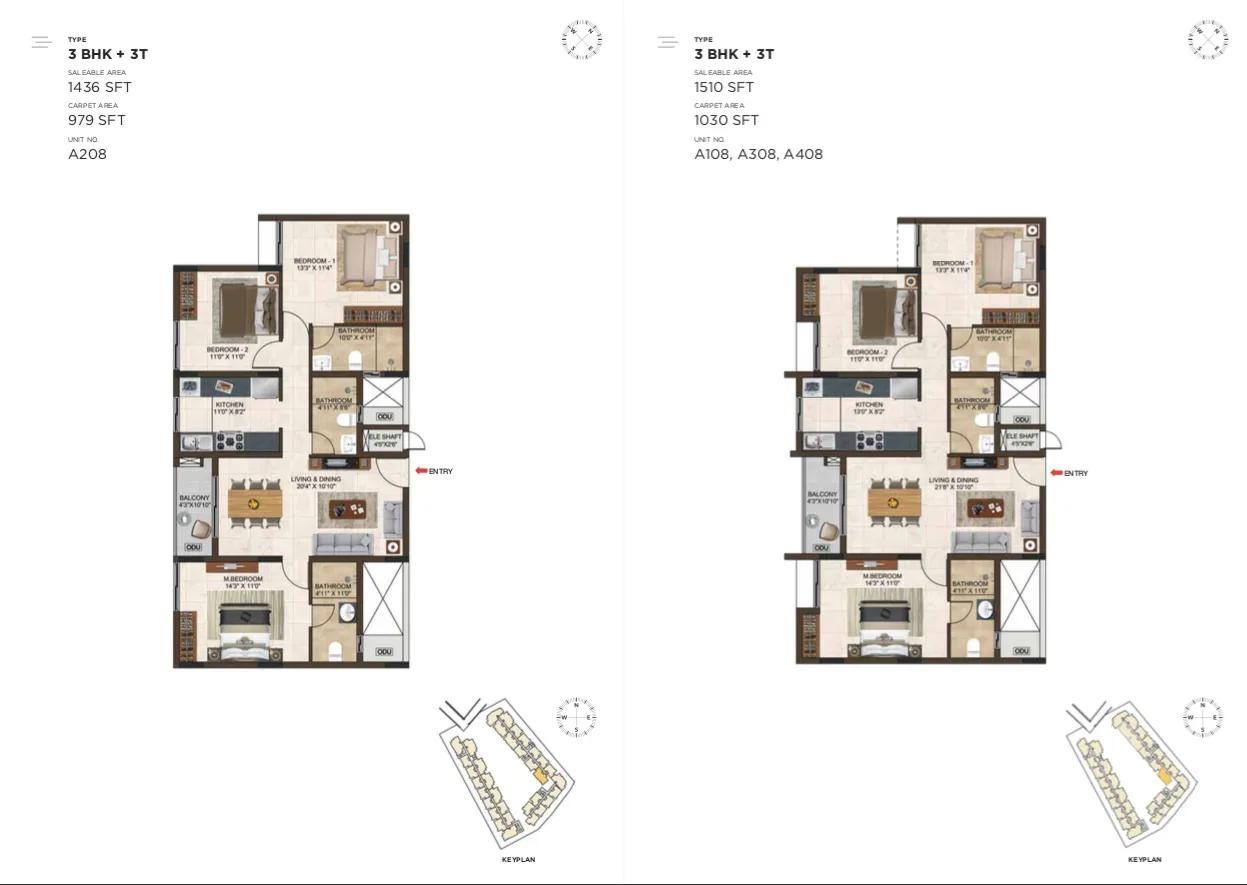 Casagrand Lorenza apartments 3 BHK floor plan