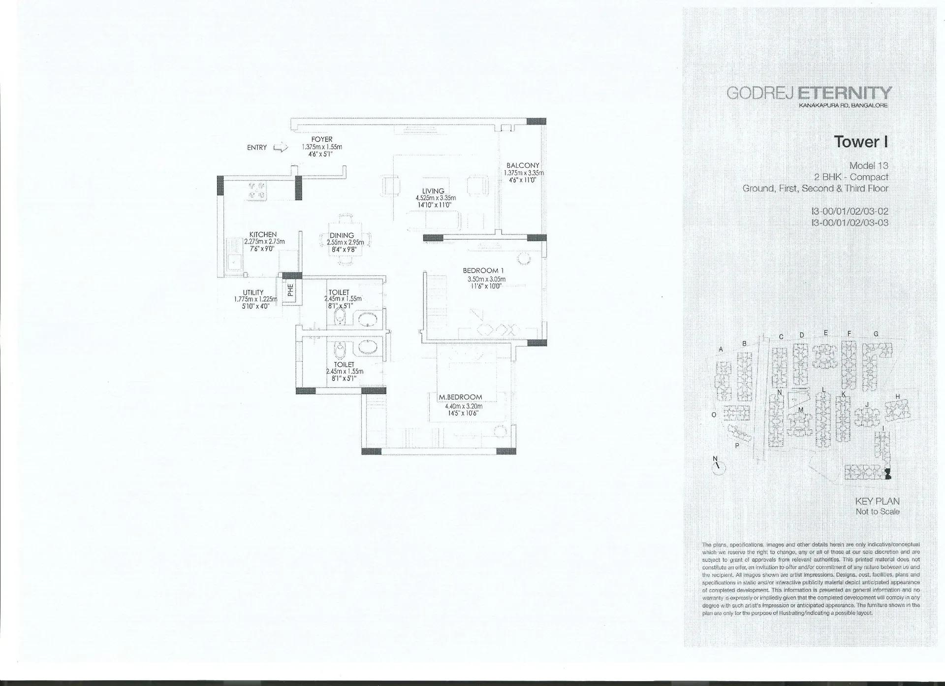 Godrej Eternity apartments 2 BHK compact floor plan