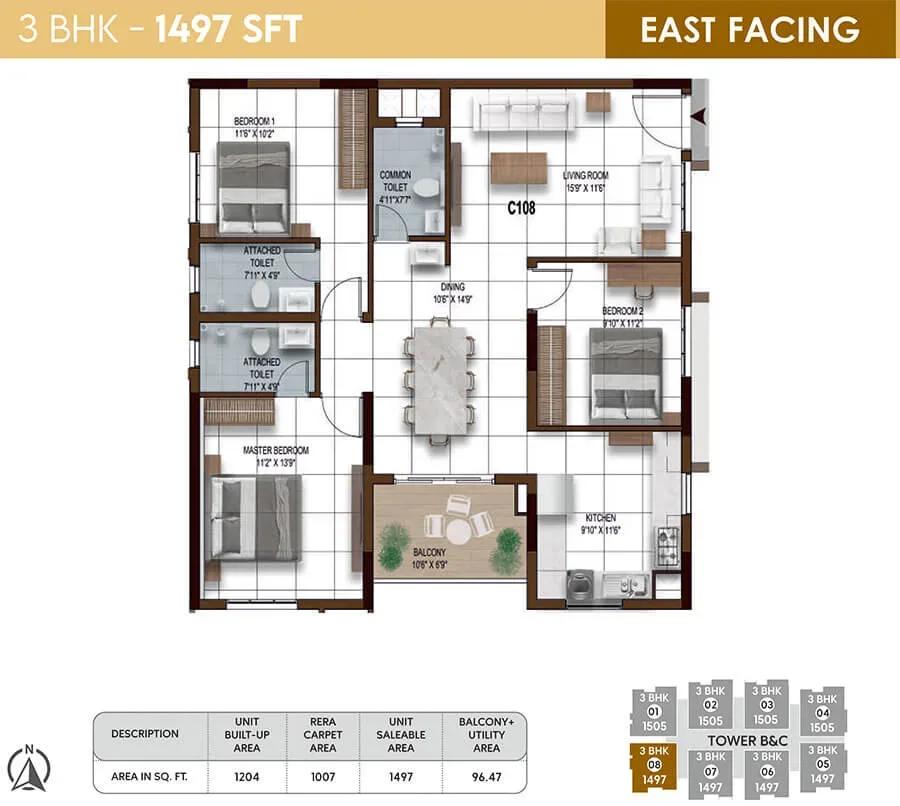 NCC Urban Ivy Towers floor plan