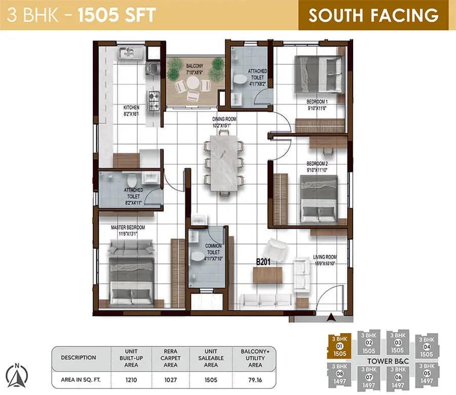 NCC Urban Ivy Towers floor plan