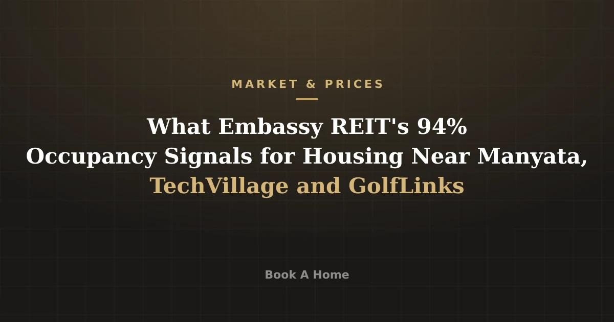 What Embassy REIT's 94% Occupancy Signals for Housing Near Manyata, TechVillage and GolfLinks