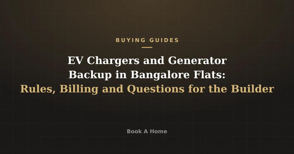 EV Chargers and Generator Backup in Bangalore Flats: Rules, Billing and Questions for the Builder