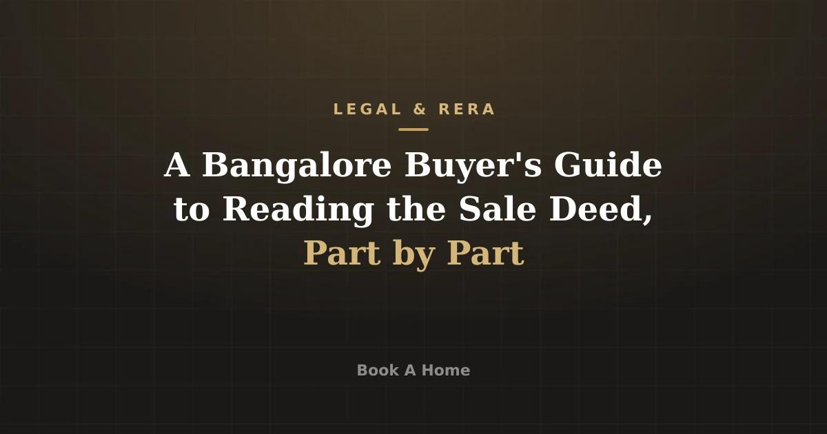 A Bangalore Buyer's Guide to Reading the Sale Deed, Part by Part