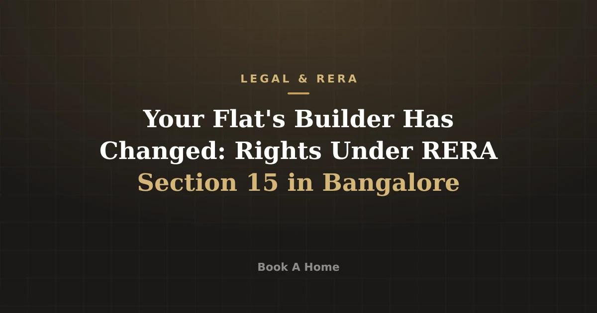 Your Flat's Builder Has Changed: Rights Under RERA Section 15 in Bangalore