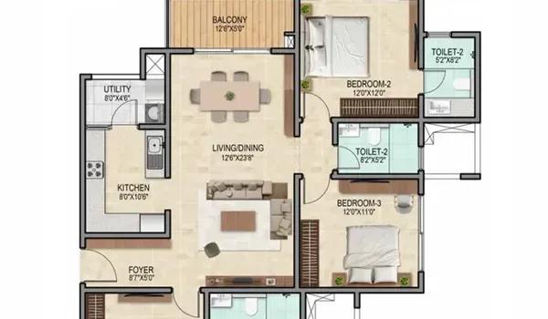 Prestige City 3-0 floor plan