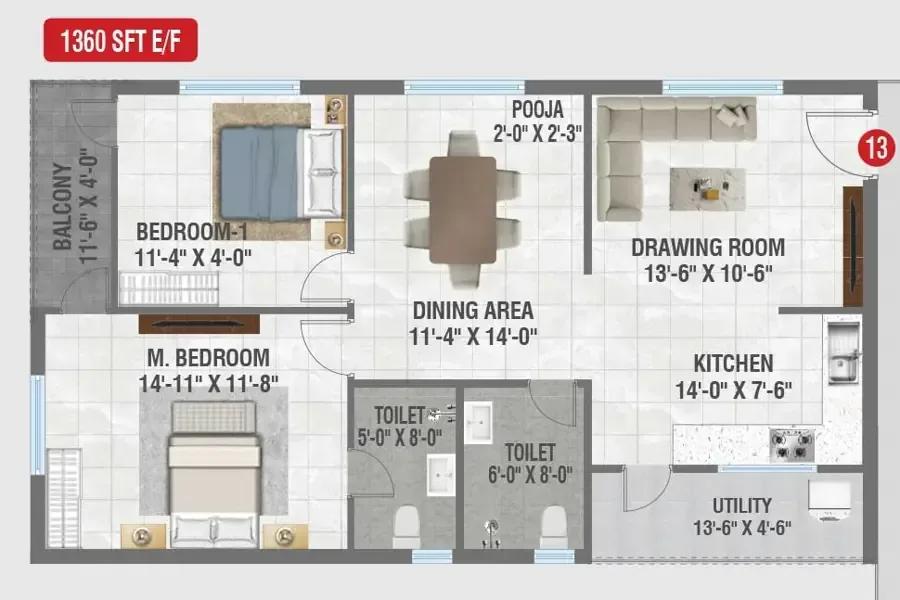 Amrutha Sagar apartments floor plan
