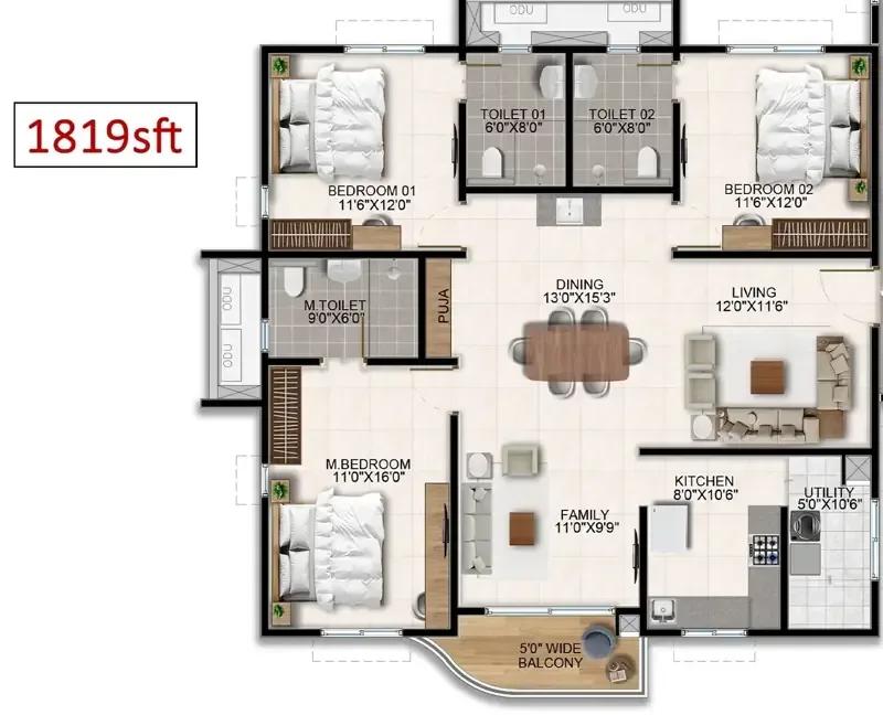 Aparna Wonder Woods floor plan