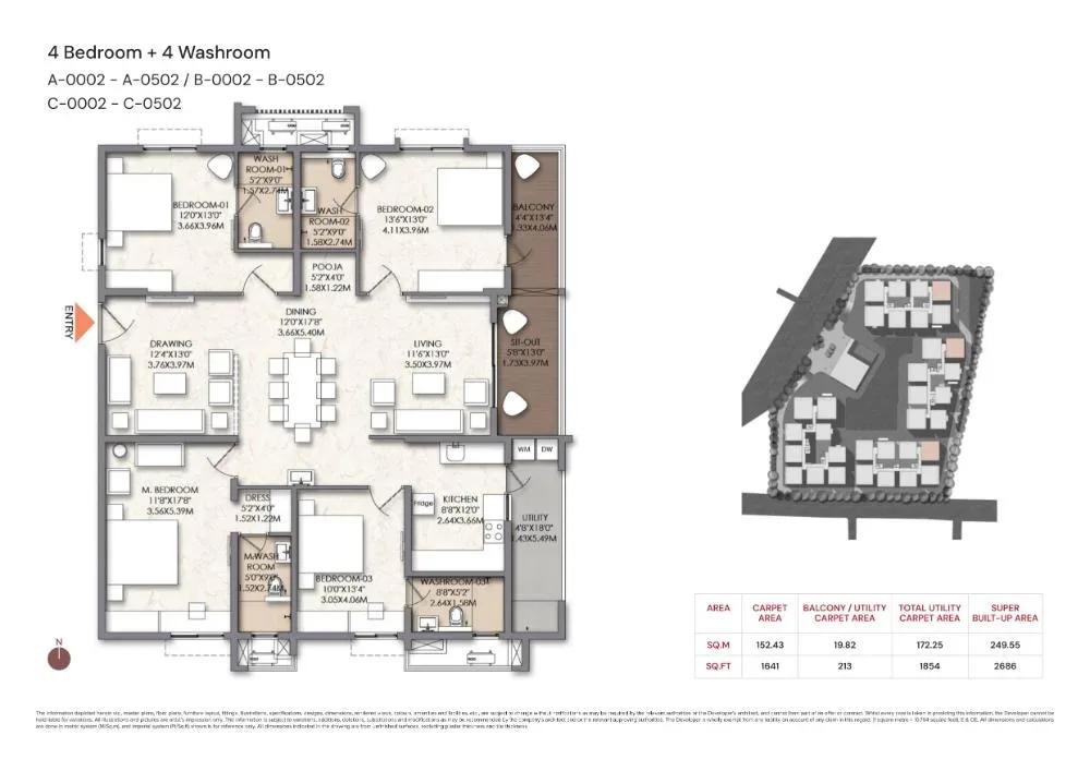 Brigade Manor apartments 4 BHK 2686 sq ft floor plan