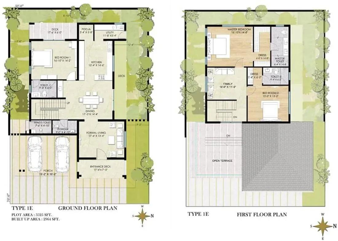 Chaithanya Samarth Villas 3 BHK Duplex Type 1 floor plan