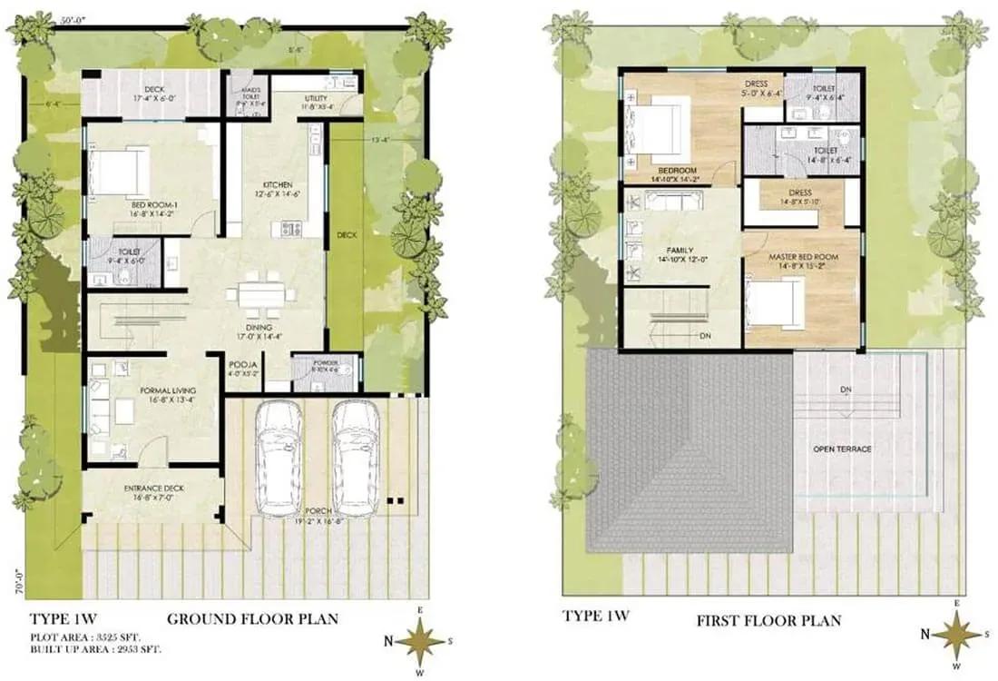 Chaithanya Samarth Villas 3 BHK Duplex Type 1 floor plan