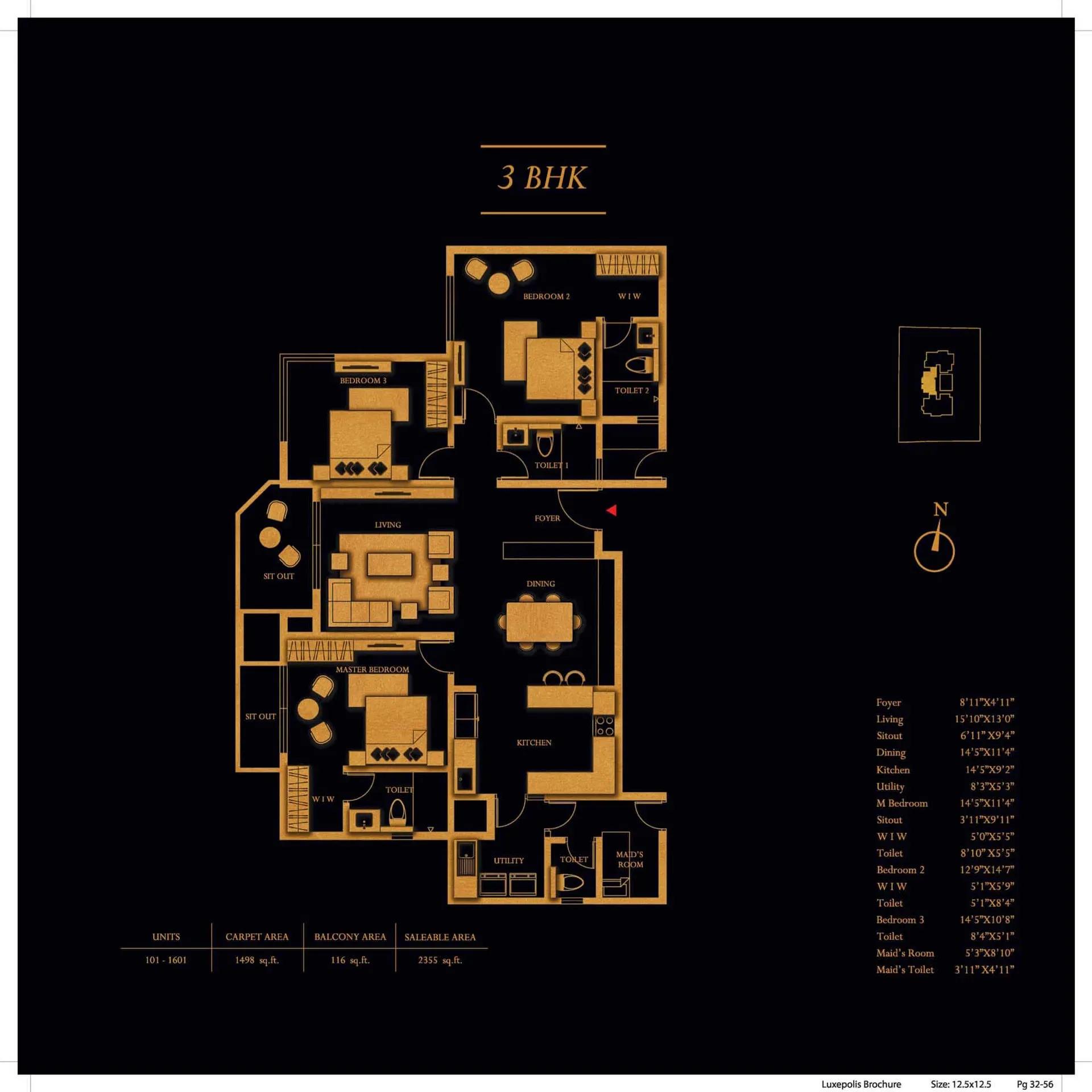 Concorde Luxepolis 3 BHK floor plan