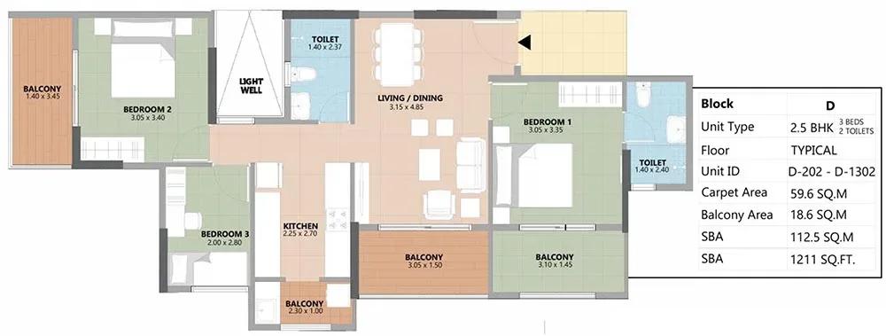 Esteem South Park apartments floor plan