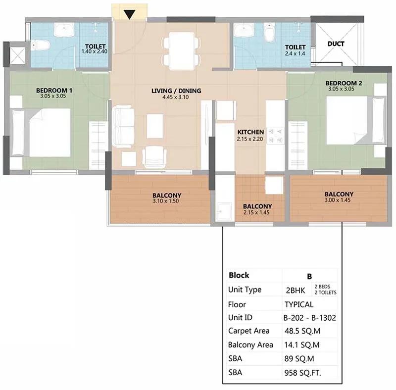 Esteem South Park apartments floor plan