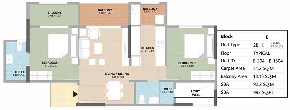Esteem South Park apartments floor plan