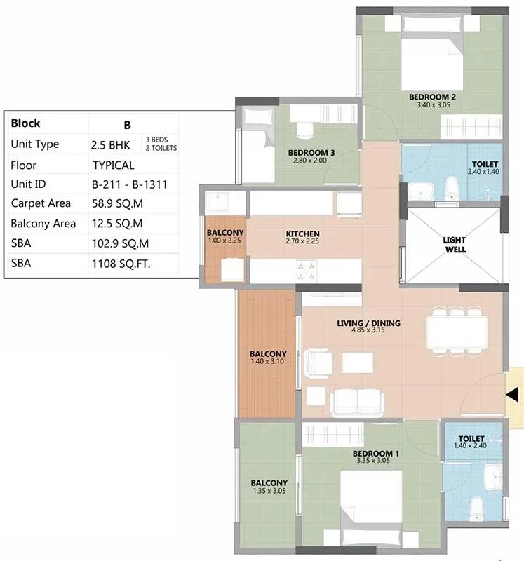 Esteem South Park apartments floor plan