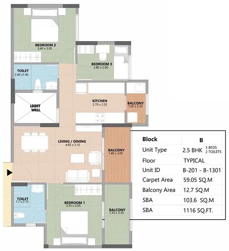 Esteem South Park apartments floor plan