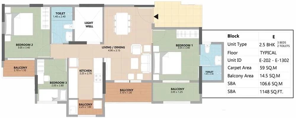 Esteem South Park apartments floor plan