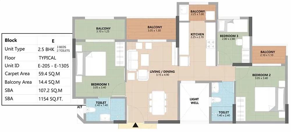 Esteem South Park apartments floor plan
