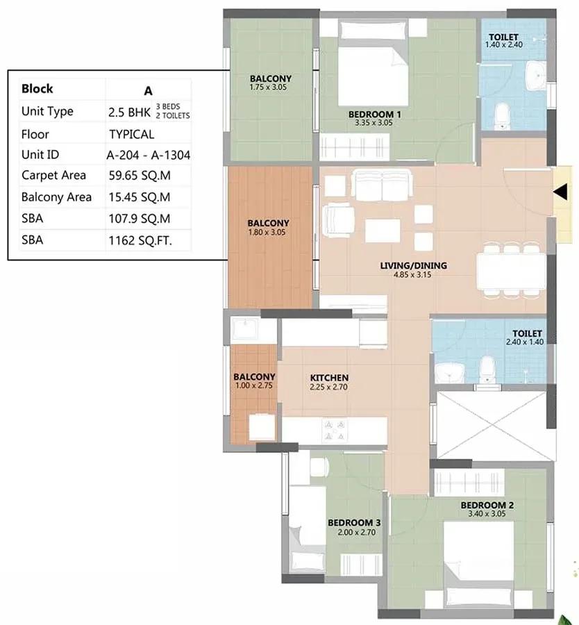 Esteem South Park apartments floor plan