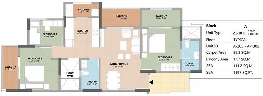 Esteem South Park apartments floor plan