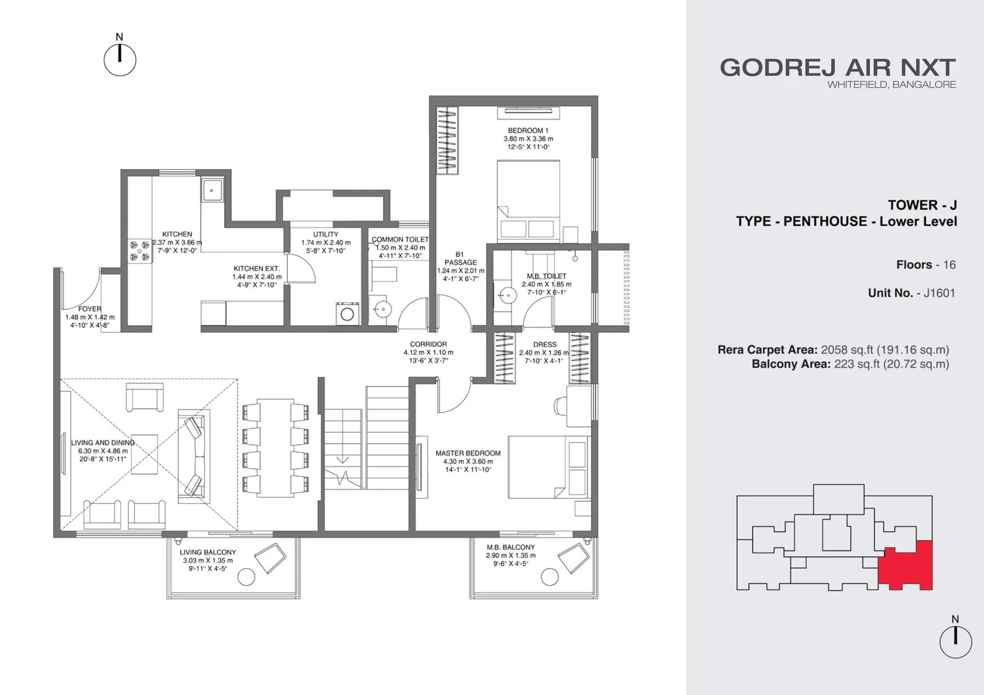 Godrej Air NXT apartments penthouse lower level floor plan