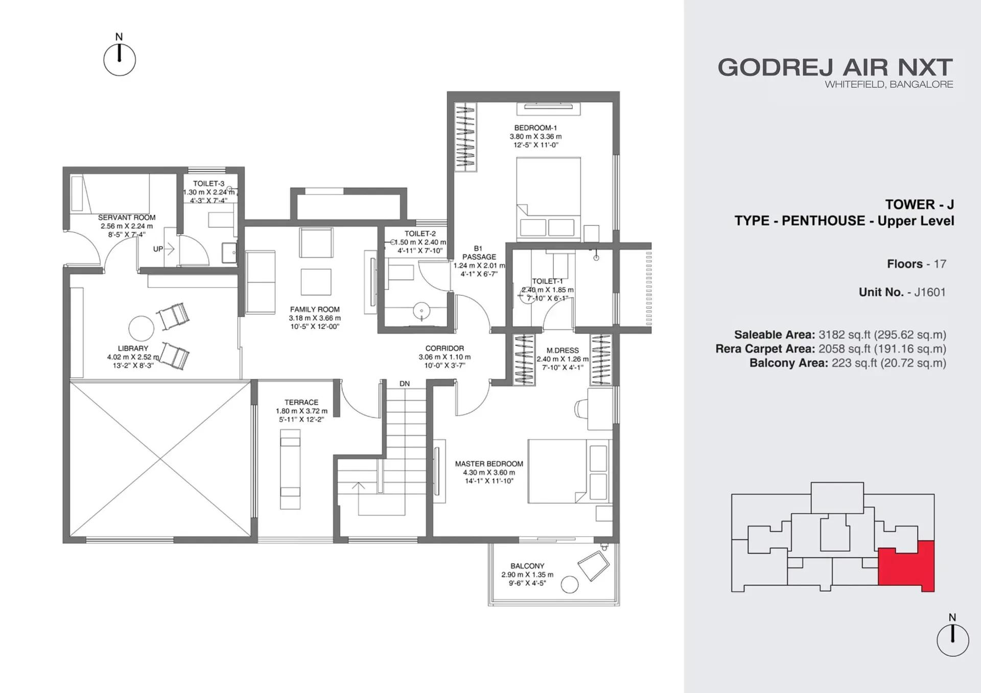 Godrej Air NXT apartments penthouse upper level floor plan