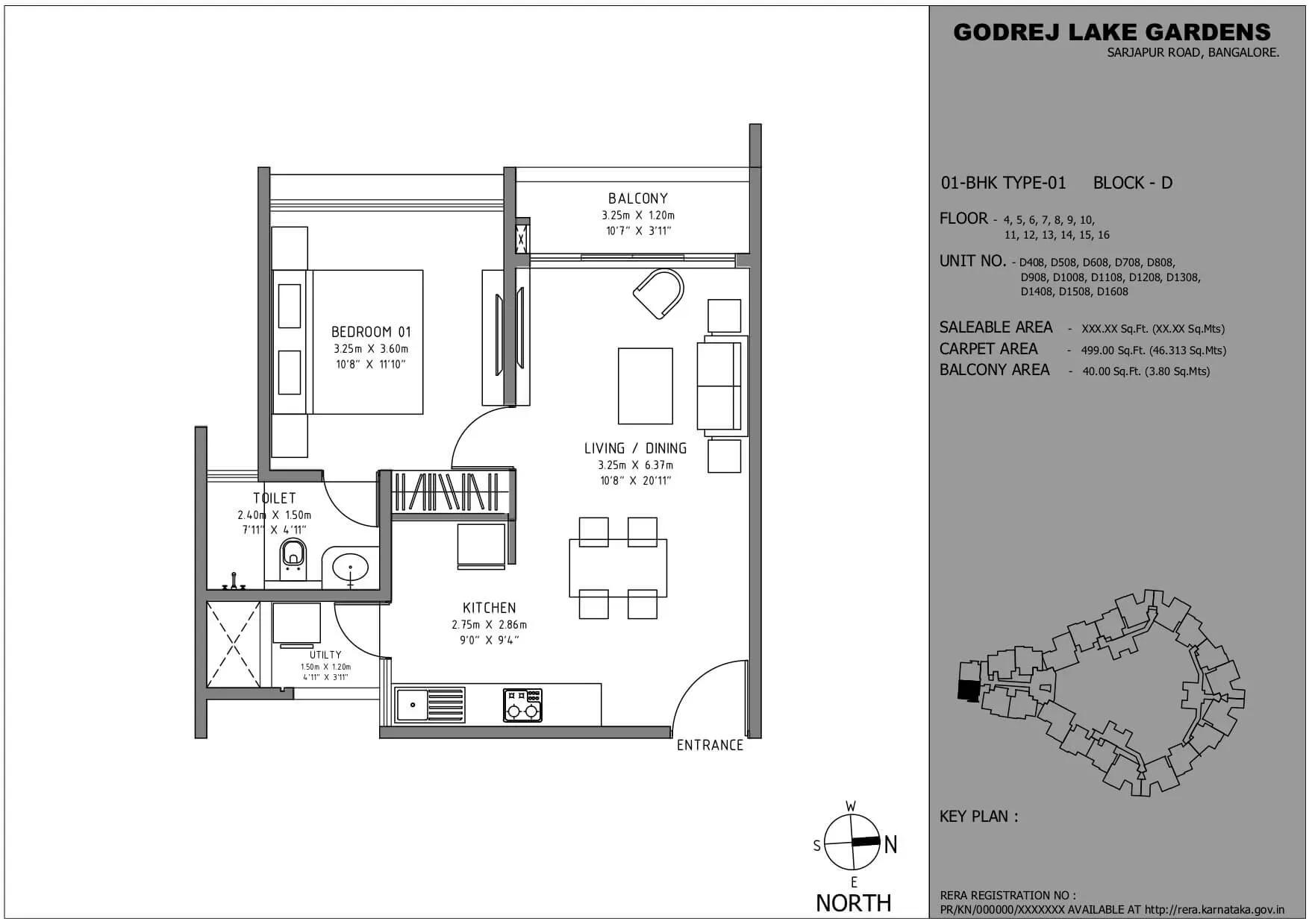 Godrej Lake Gardens apartments 1 BHK floor plan