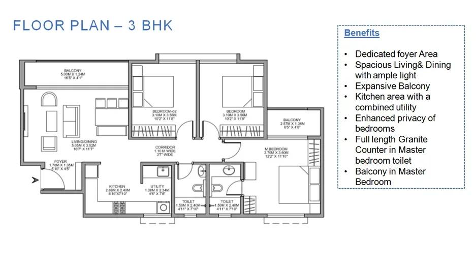 Godrej Nurture Electronic City 3 BHK floor plan