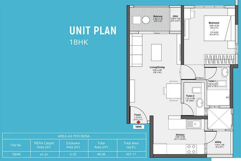 Godrej Serene apartments 1 BHK 501 sq ft floor plan