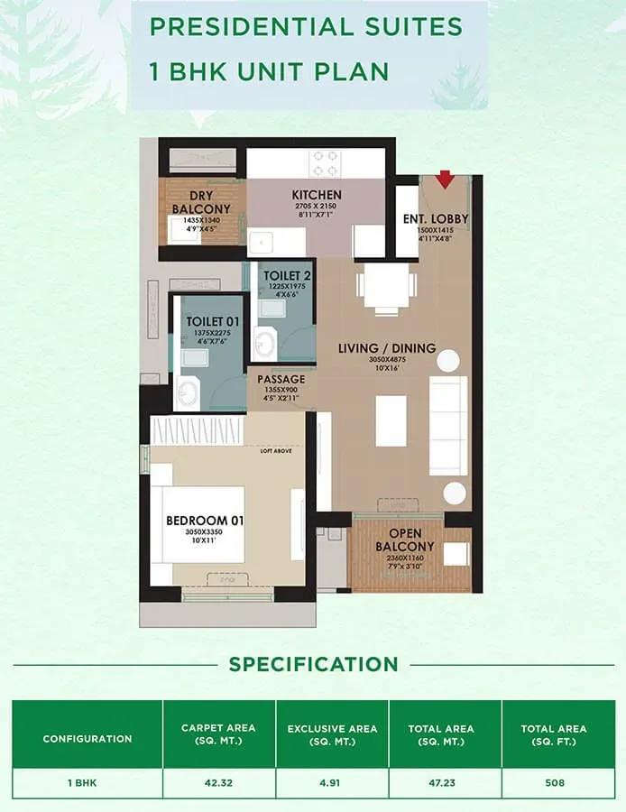 Godrej Woodsville apartments 1 BHK floor plan