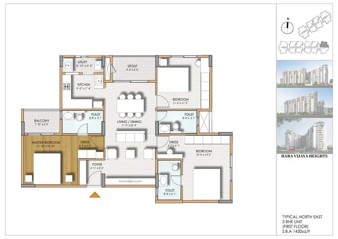 Hara Vijaya Heights apartments floor plan