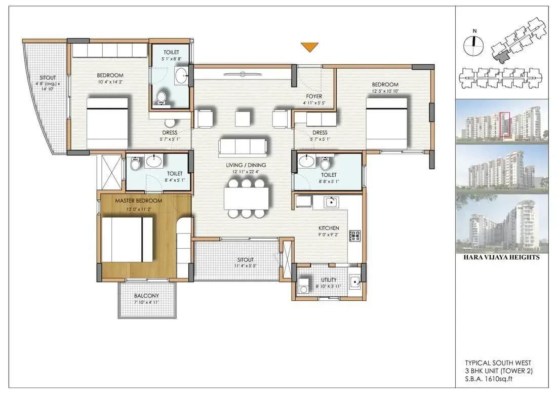 Hara Vijaya Heights apartments floor plan