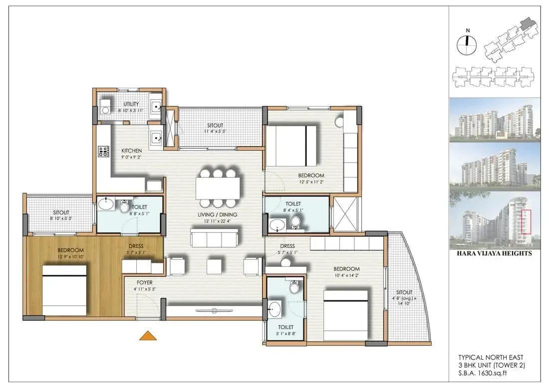 Hara Vijaya Heights apartments floor plan