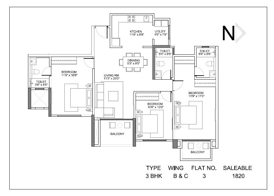Hiranandani Glen Classic apartments floor plan