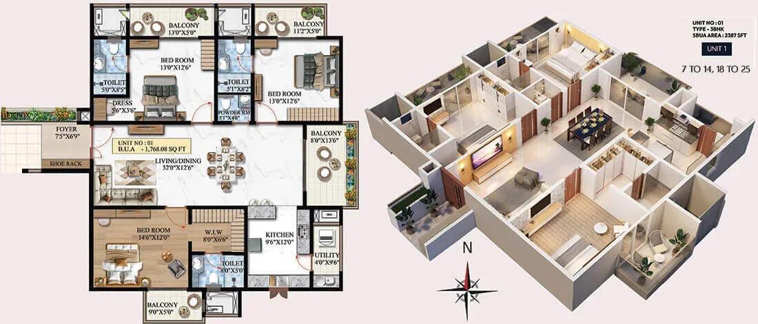 Melange ONE by Vaishnodevi apartments