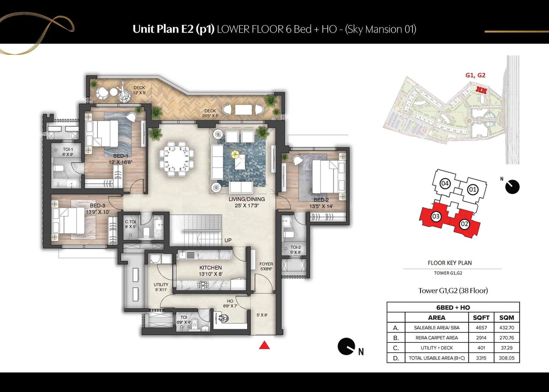Prestige Mayflower Sky Mansion unit plan