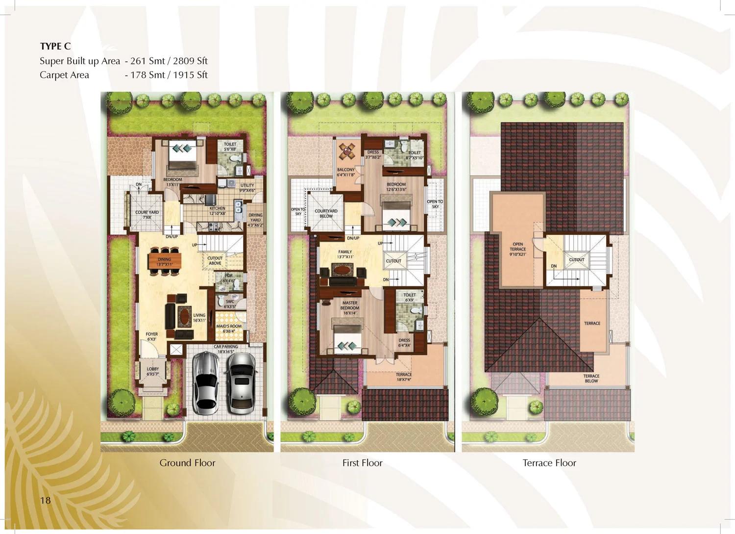 Prestige Palm Residences villa plan (Type C)