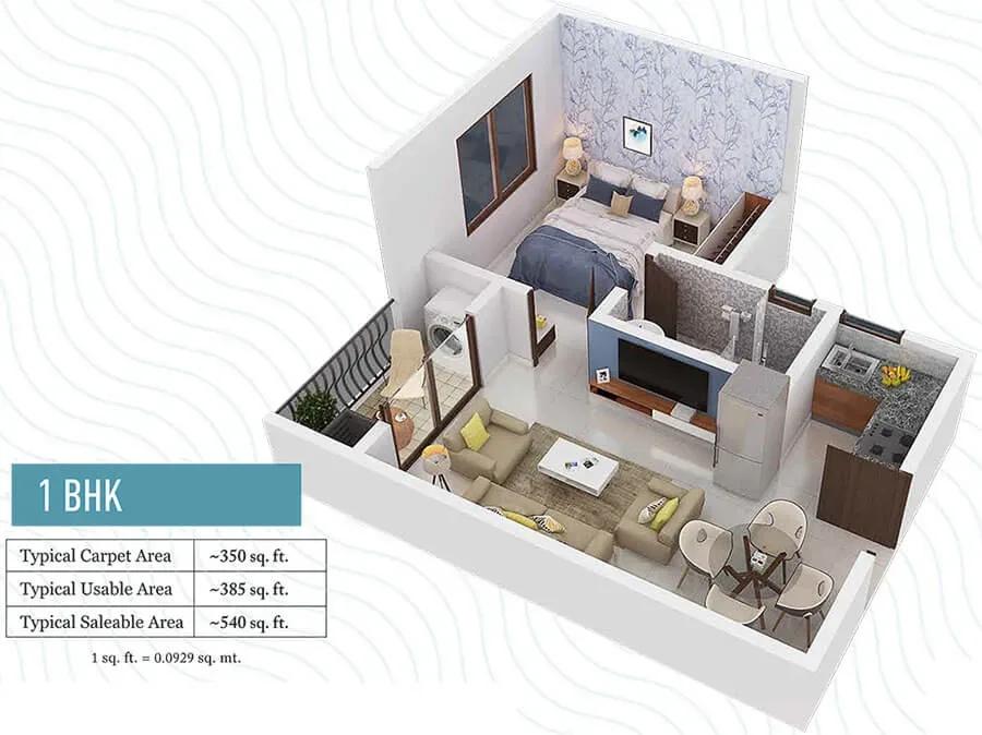 Provident Adora De Goa apartments 1 BHK floor plan