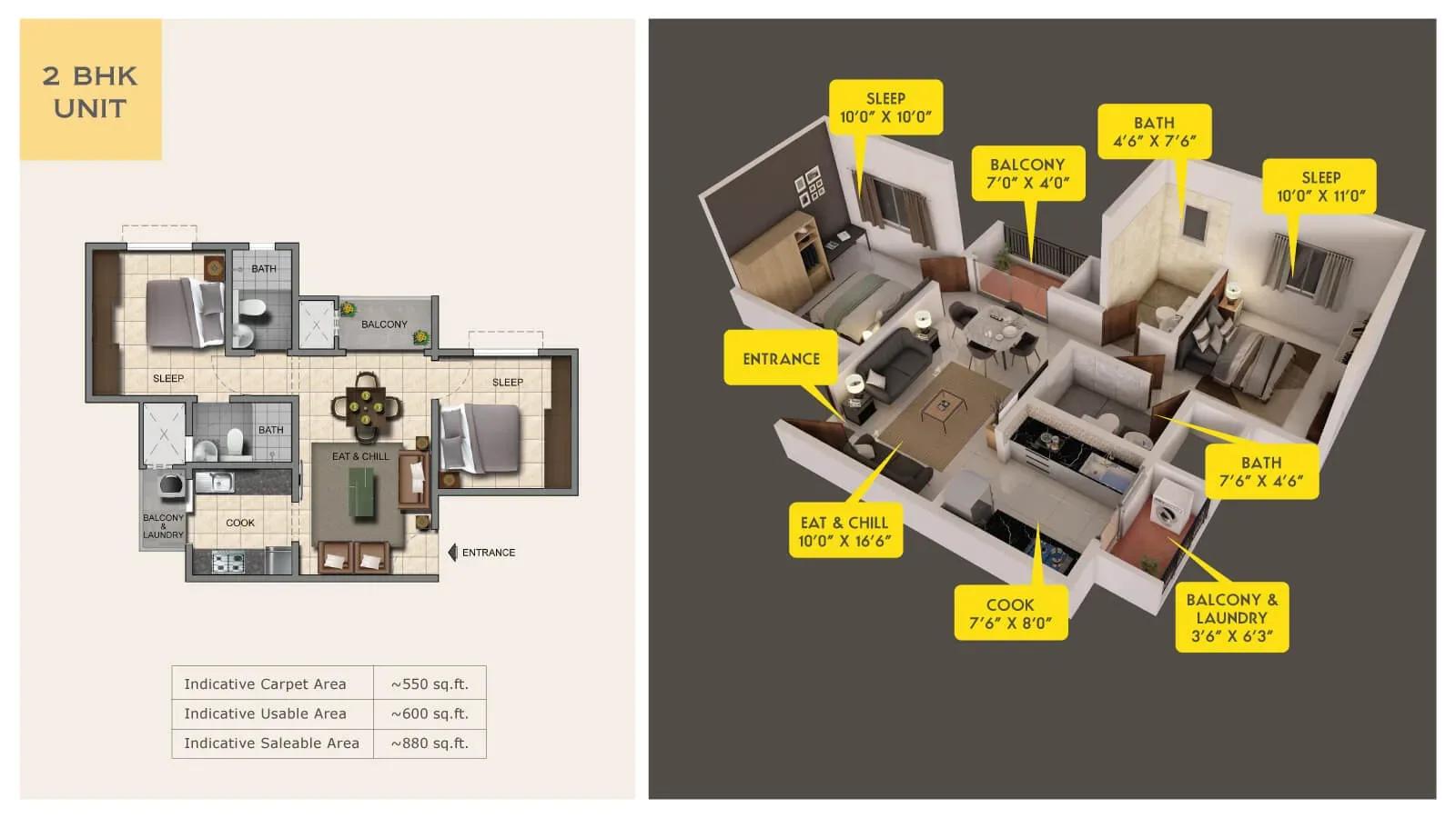 Provident Capella apartments 2 BHK floor plan